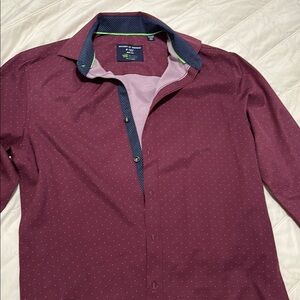 Van Heusen Maroon Dotted Shirt with Contrast Collar